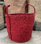 Corbeille en raphia rouge brique - Jeannette