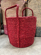 Corbeille en raphia rouge brique - Jeannette