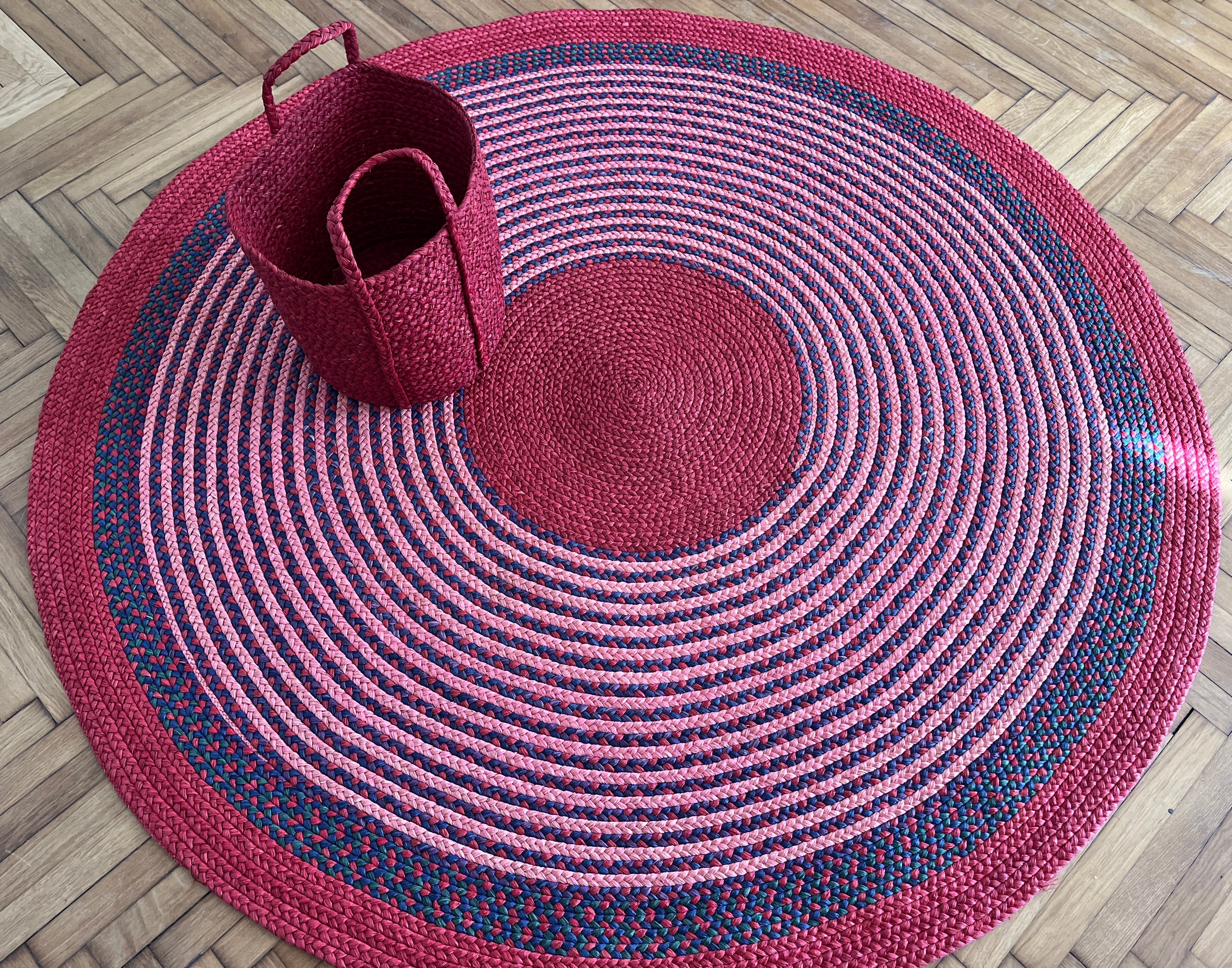 Corbeille en raphia rouge brique - Jeannette