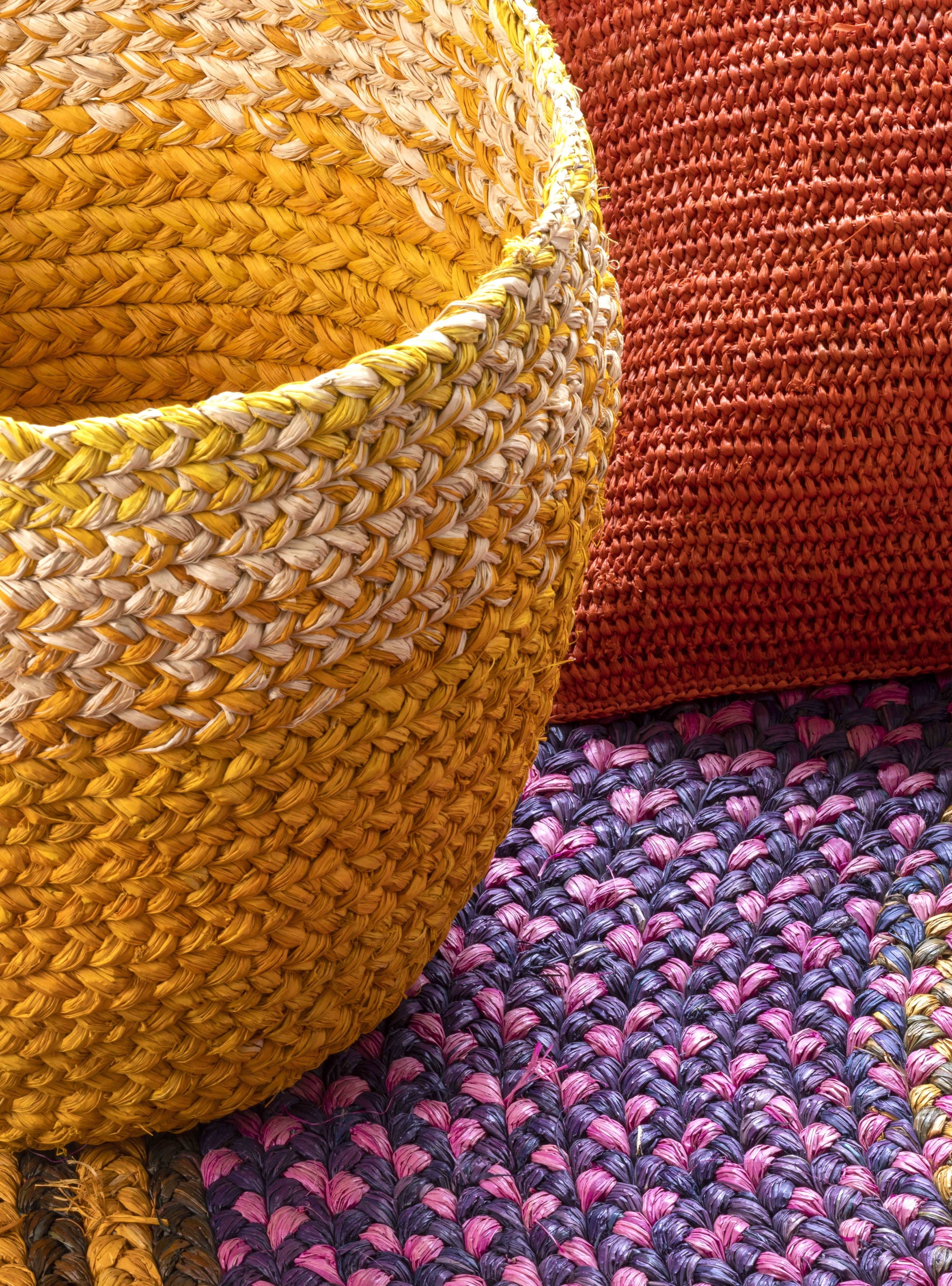 Corbeille en raphia naturel & jaune- Bao