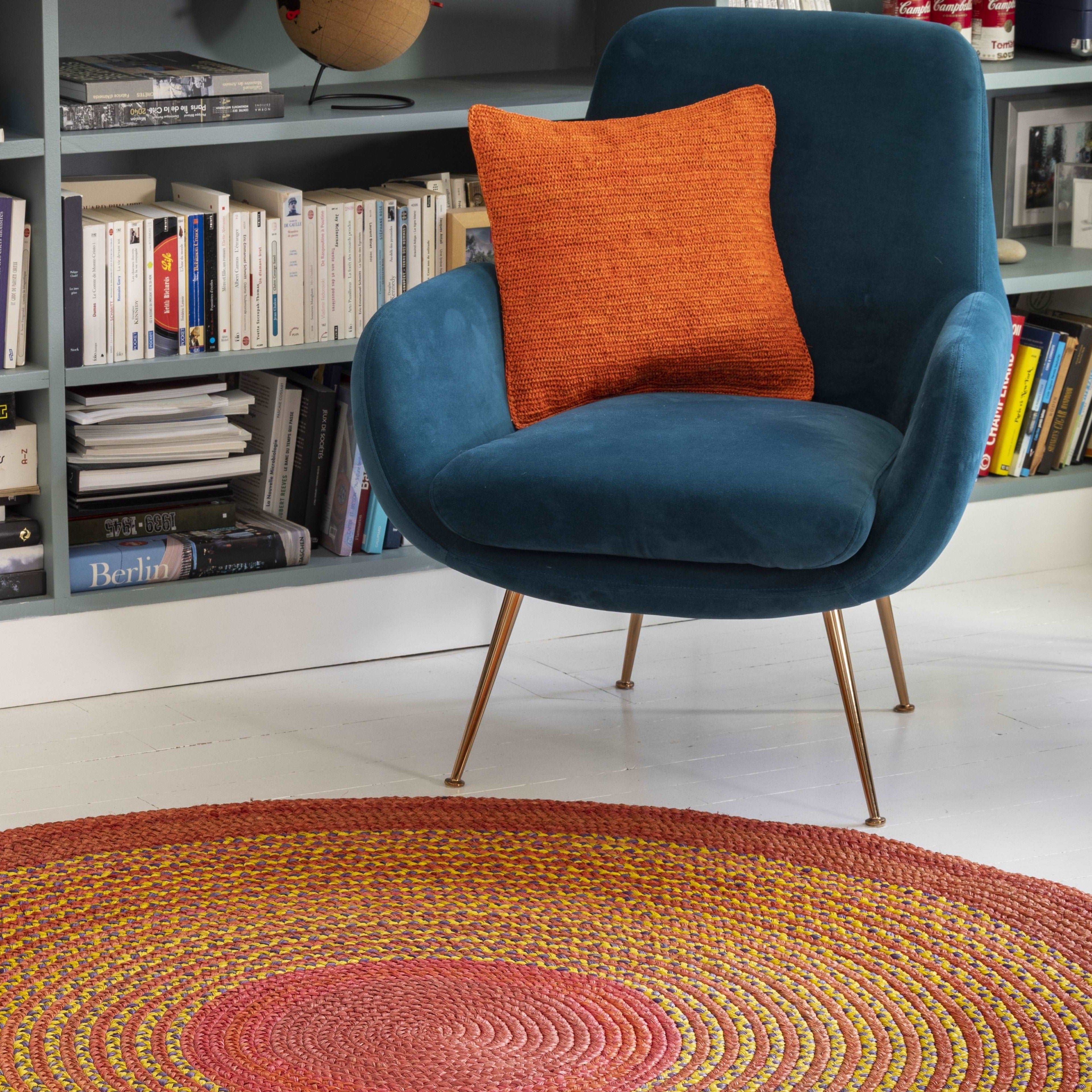 Housse de coussin en raphia point de riz