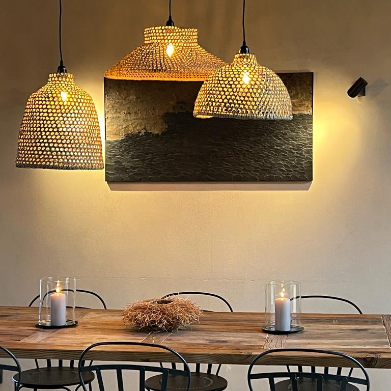 Suspension évasée en satrana H.25 cm x diamètre 64 cm