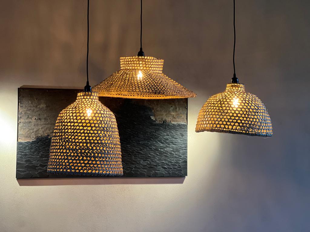 Suspension évasée en satrana H.25 cm x diamètre 64 cm