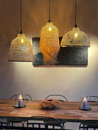 Suspension en satrana avec franges - H.44 cm x 43 cm