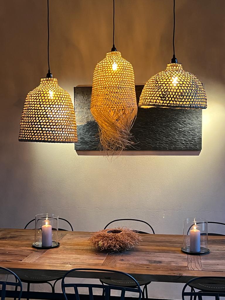 Suspension en satrana avec franges - H.44 cm x 43 cm