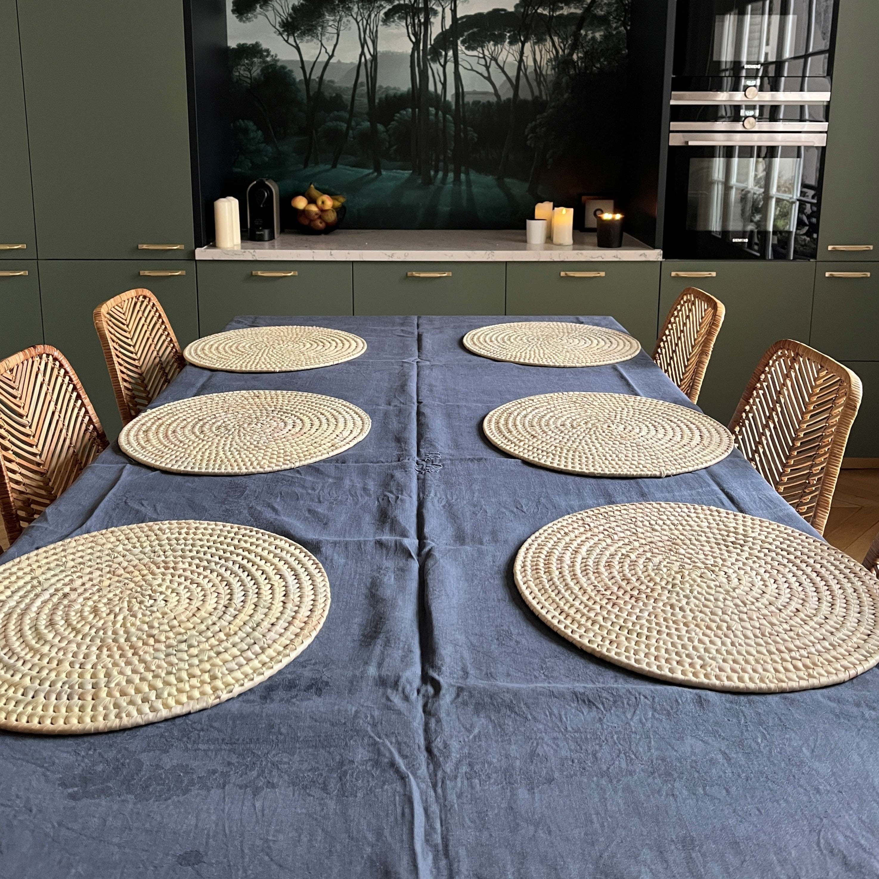 Lot de 6 x sets de table ronds en palmier satrana - Lucienne Intimani Ethnique chic