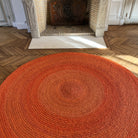 Tapis en raphia rond corail – 190 cm