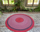 Tapis en raphia rond rose framboise, rouge, bleu vif et vert émeraude – 190 cm