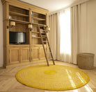Tapis en raphia rond jaune citron et naturel (blanc) – 200 cm