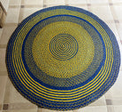 Tapis en raphia rond jaune et bleu vif – 200 cm