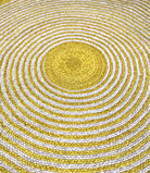 Tapis en raphia rond jaune citron et naturel (blanc) – 200 cm
