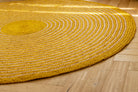 Tapis en raphia rond jaune citron et naturel (blanc) – 200 cm