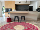 Tapis en raphia rond naturel et rose framboise – 200 cm