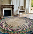 Tapis en raphia rond naturel et couleurs pastel – 200 cm