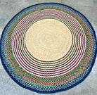 Tapis en raphia rond naturel et couleurs pastel – 200 cm