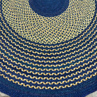 Tapis en raphia rond bleu marine, naturel et vert pâle – 200 cm