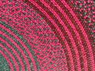 Tapis en raphia rond rose fuchsia, bleu vert profond et brun – 200 cm