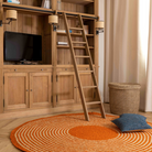 Tapis en raphia rond naturel et orange – 200 cm