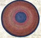 Tapis en raphia rond bleu marine et rose – 170 cm