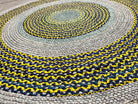 Tapis rond gris, jaune et bleu – 200 cm