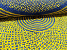 Tapis en raphia rond jaune et bleu vif – 200 cm