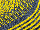 Tapis en raphia rond jaune et bleu vif – 200 cm
