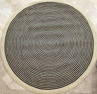 Tapis en raphia rond noir, blanc et naturel – 200 cm