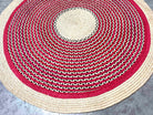 Tapis en raphia rond naturel et rose framboise – 200 cm