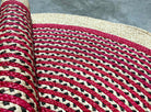 Tapis en raphia rond naturel et rose framboise – 200 cm