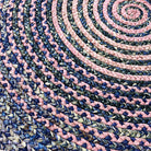 Tapis en raphia rond rose, mauve et bleu – 170 cm