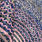 Tapis en raphia rond rose, mauve et bleu – 170 cm