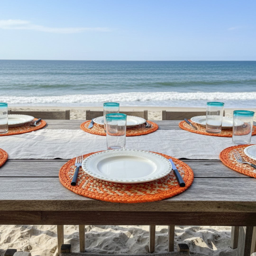 Sets de table ronds en fibre végétale