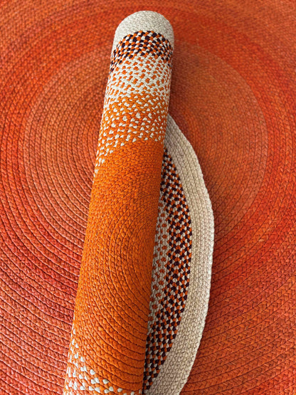 Tapis rond en raphia naturel & orange- Miriam- 150 cm Intimani Ethnique chic