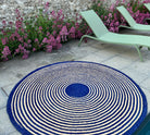 Tapis rond en raphia naturel & bleu marine- Claire- 170 cm Intimani Ethnique chic