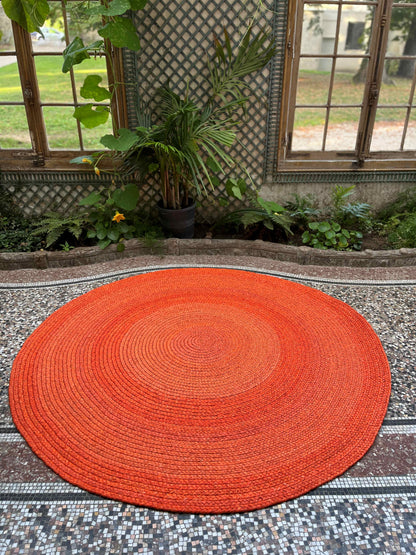 Tapis rond en raphia corail- Soazy- 190 cm Intimani Ethnique chic