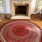 Tapis en raphia rond naturel, rouge orangé et brun – 200 cm