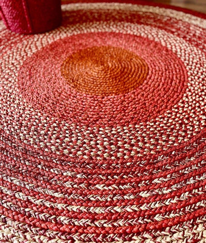 Tapis rond en raphia naturel & rouge brique- Ando- 200 cm Intimani Ethnique chic
