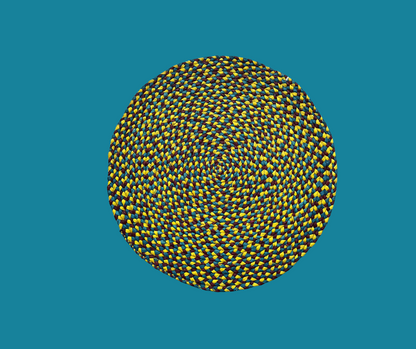 Tapis rond en raphia jaune, vert, brun- Séraphine- 60 cm Intimani Ethnique chic