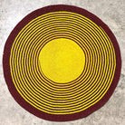 Tapis rond en raphia jaune & prune - Miriam- 150cm Intimani Ethnique chic