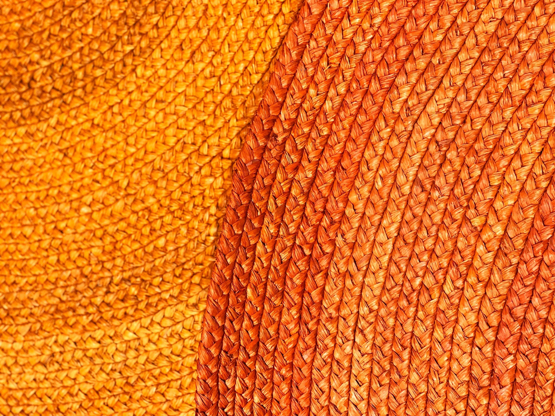 Tapis rond en raphia naturel & orange- Miriam- 150 cm – INTIMANI