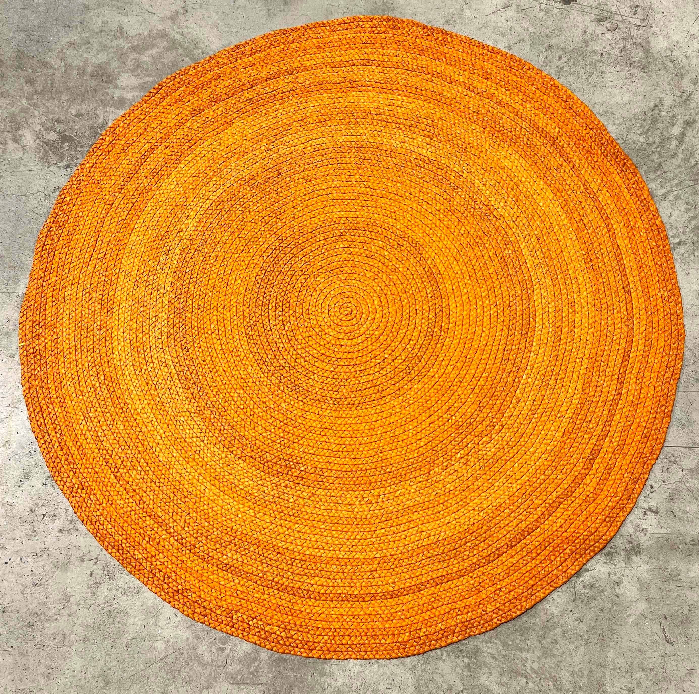 Tapis rond en raphia orange- Yvette- 190 cm Intimani Ethnique chic