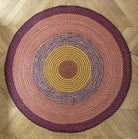 Tapis rond en raphia parme, jaune et bleu- Hortence- 200 cm Intimani Ethnique chic