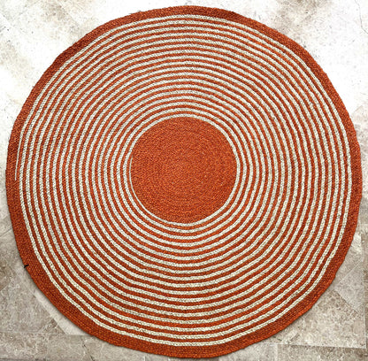 Tapis rond en raphia naturel & orange - Floria- 200 cm Intimani Ethnique chic