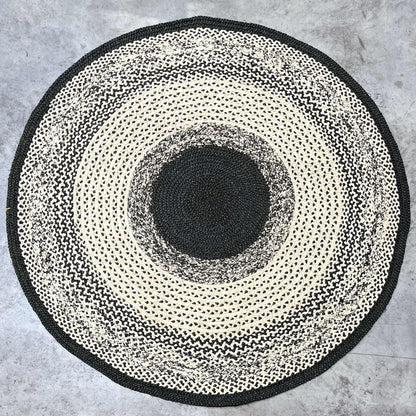 Tapis rond en raphia naturel & noir- Natacha- 200 cm Intimani Ethnique chic