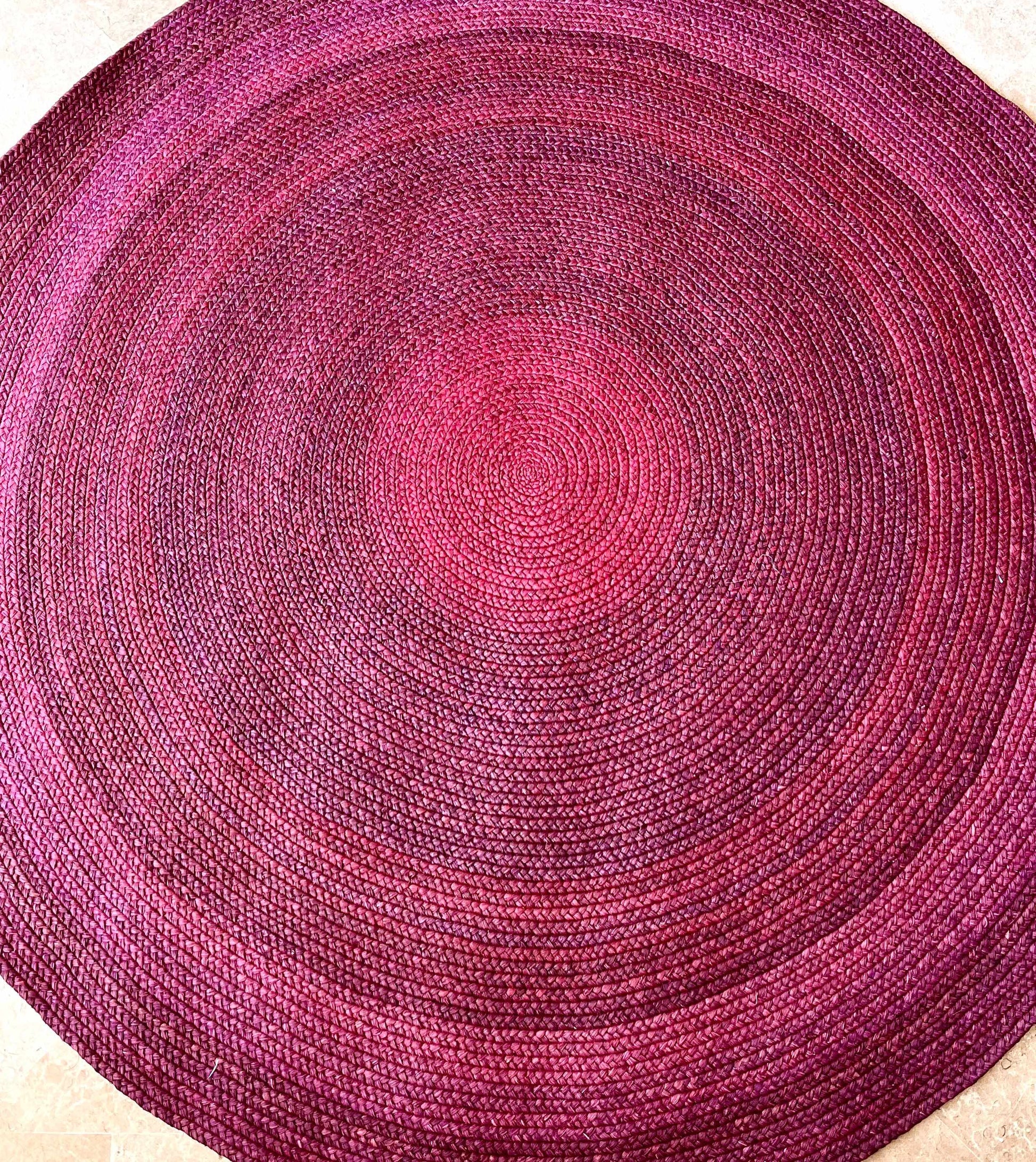 Tapis rond en raphia rose indien- Miriam- 210 cm Intimani Ethnique chic